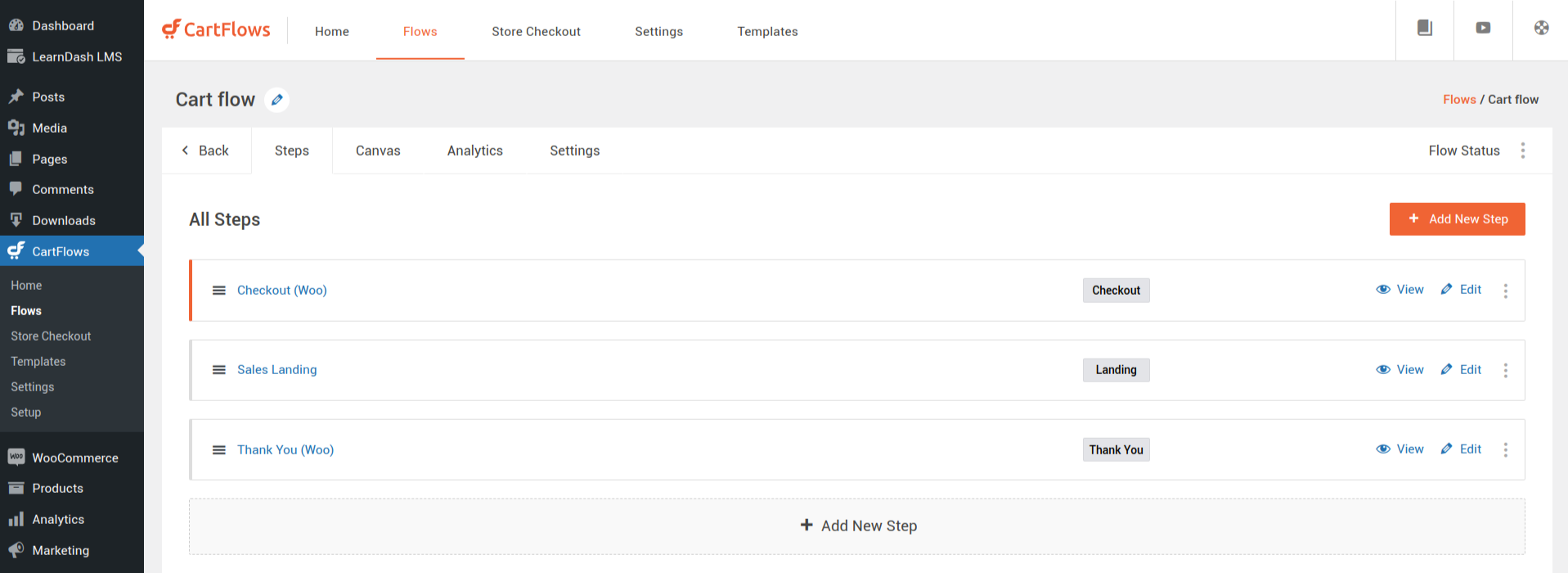 CartFlows Plugin’s Settings Page