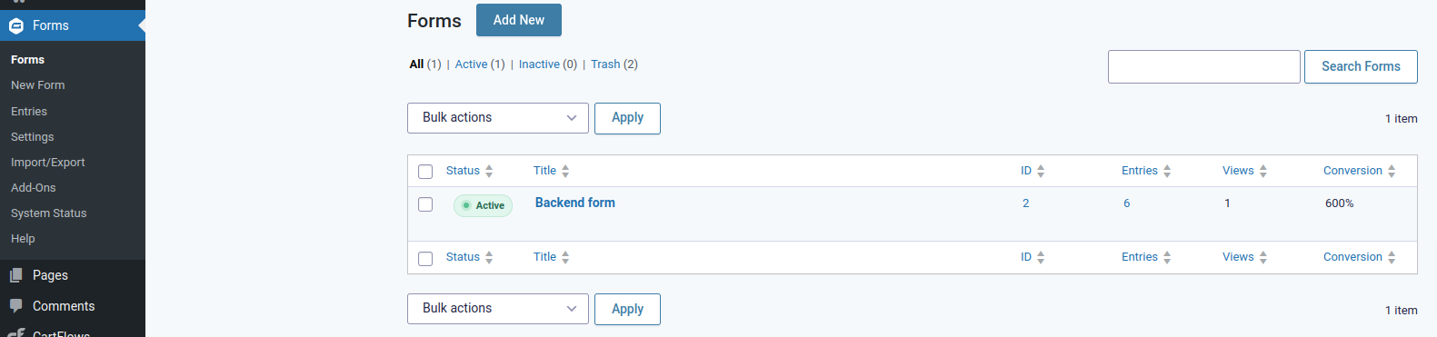 Navigate to the Forms tab