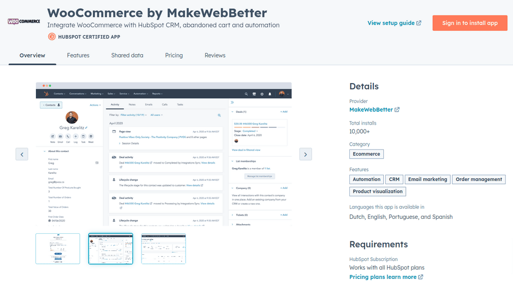 HubSpot for WooCommerce