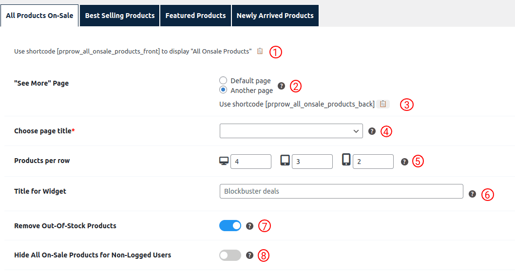 All Products On-sale Shortcode And Widgets