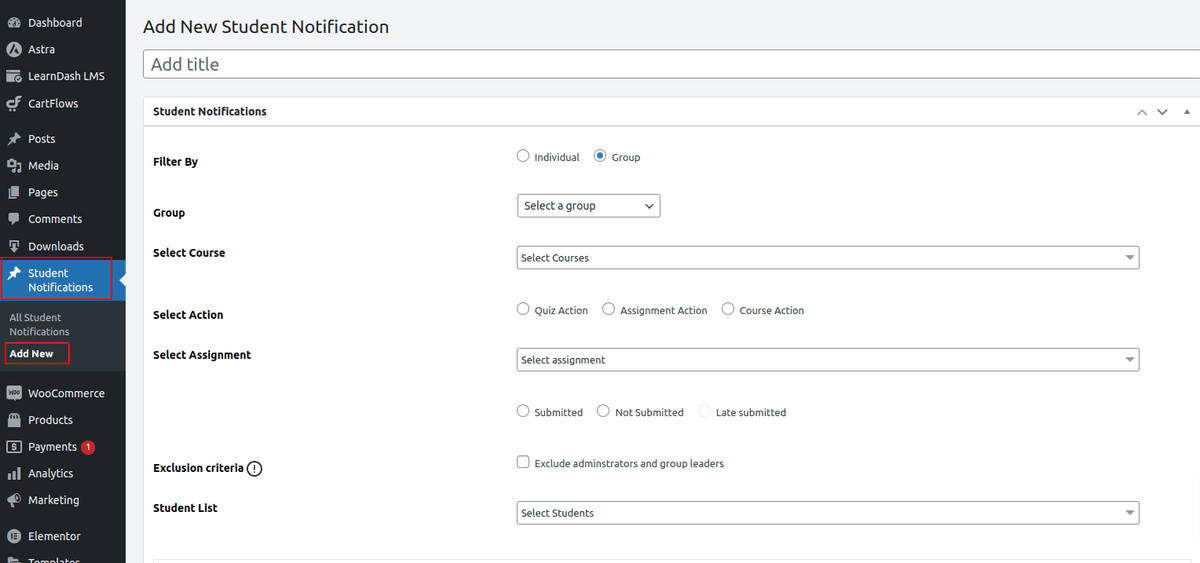 Adding New Student Notification