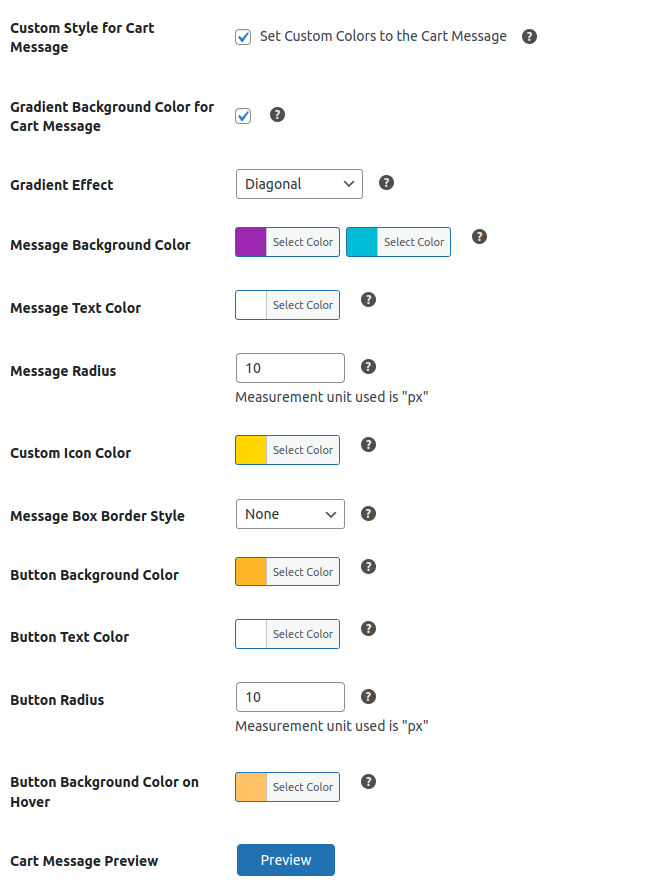 Custom Style for Cart Message