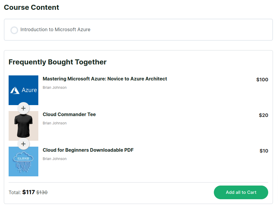 bundle physical downloadable products with course
